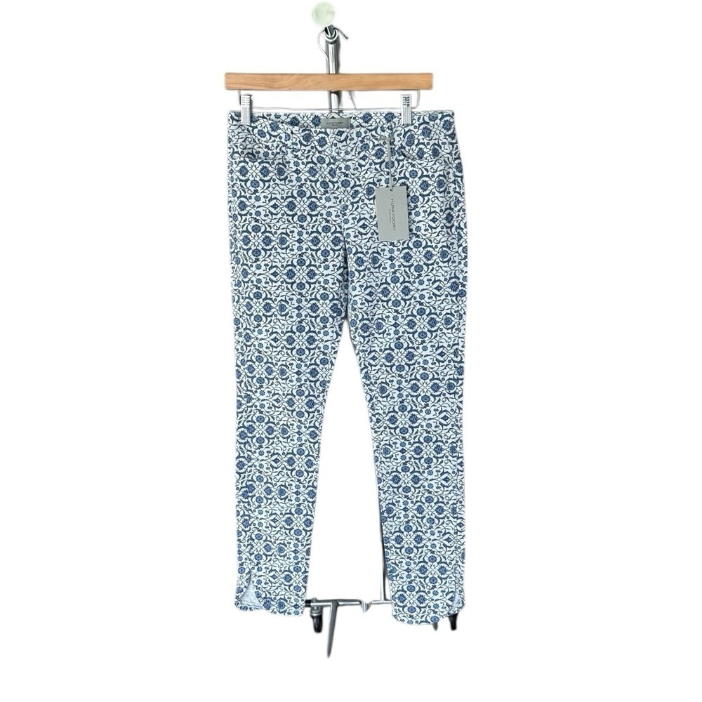 Hunkydory Stockholm Stylish Blue & Bone White Patterned Cropped Jeans Size 30
